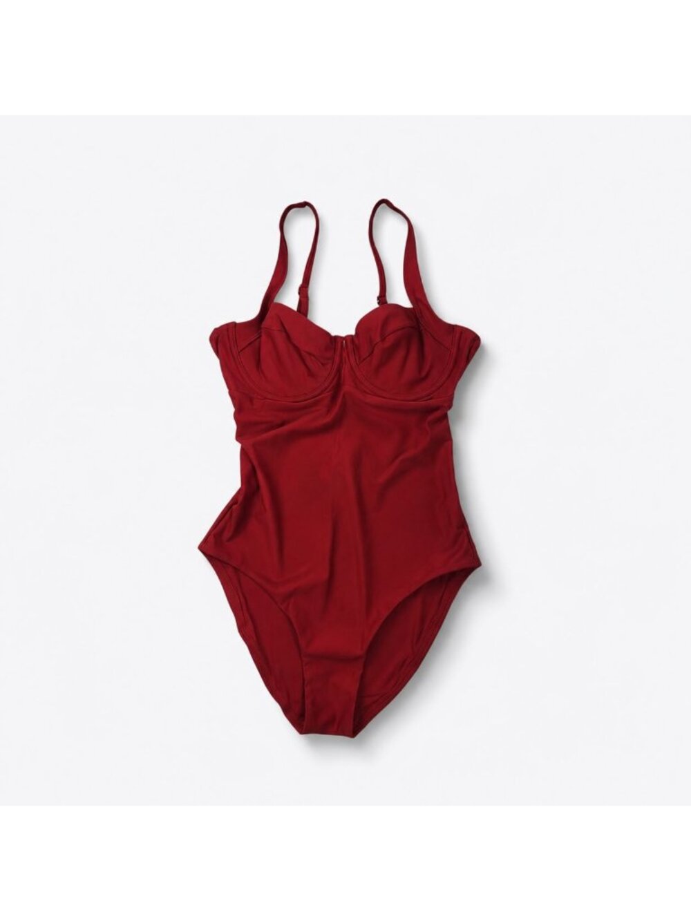 Quince Italian Underwire One-Piece Swimsuit Cherry Red Back Bow Women’s M NWT